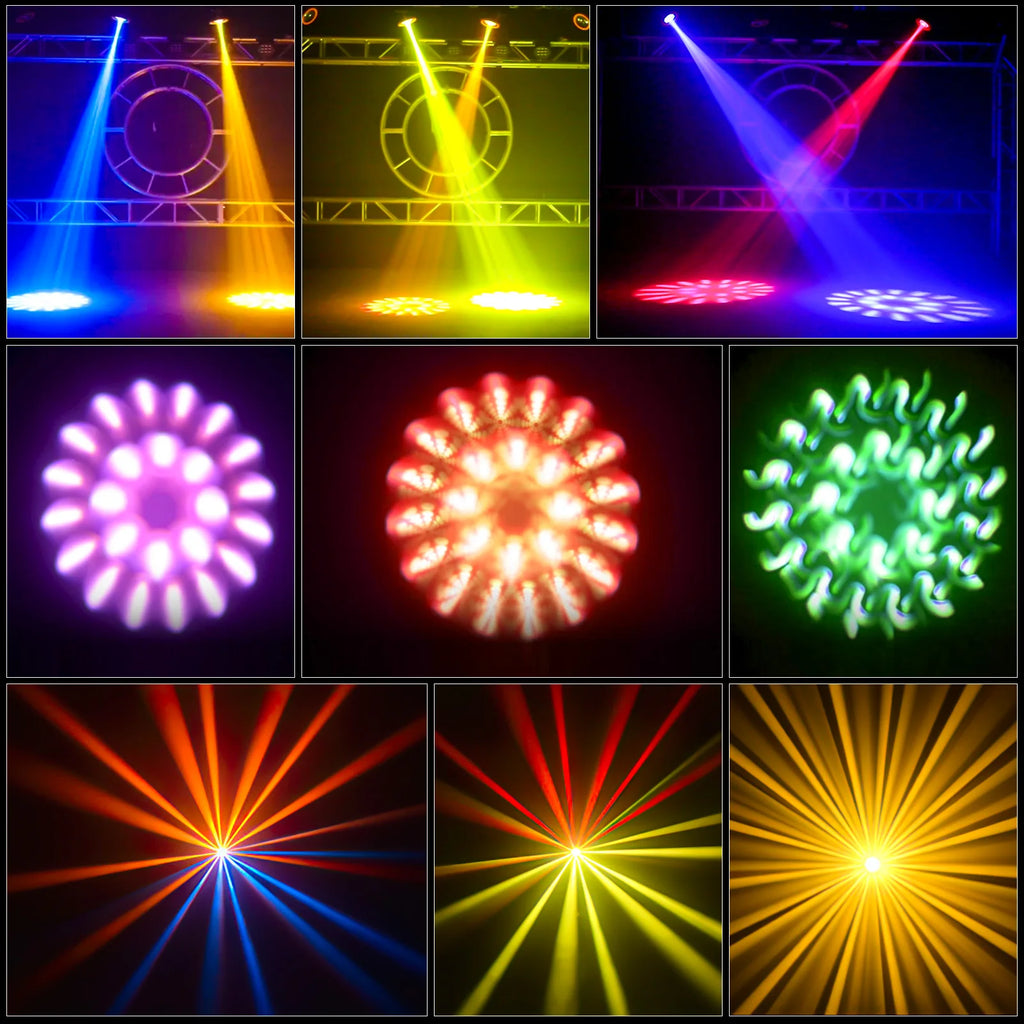 LeLeght 230W High Brightness Beam Light RGBW Gobo Rotating Light DMX512 Moving Head Lighting for DJ Party Bar Disco Dance