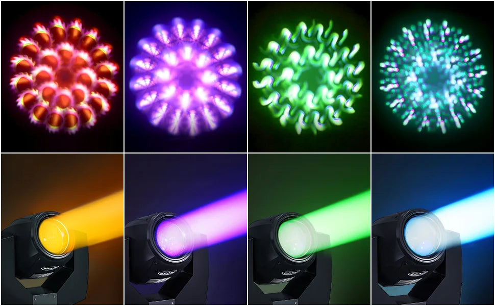 LeLeght 230W High Brightness Beam Light RGBW Gobo Rotating Light DMX512 Moving Head Lighting for DJ Party Bar Disco Dance