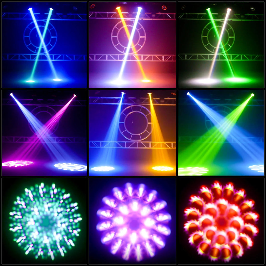 LeLeght 230W High Brightness Beam Light RGBW Gobo Rotating Light DMX512 Moving Head Lighting for DJ Party Bar Disco Dance