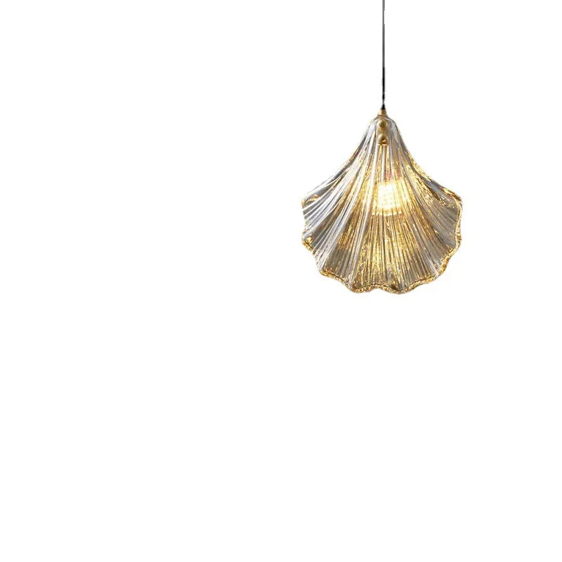 Light Luxury Bedroom Bedside Small Chandelier Window Entrance Bar Lighting Modern Personality Single-head Shell Glass Chandelier