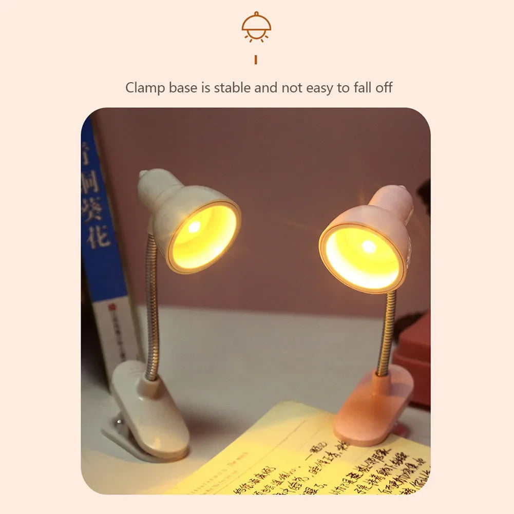 1Pc Cute Mini Lamp to Read Book Eye Protection Rotatable Reading Lamp with Clamp Reading Lights for Books Desk Table Bedroom