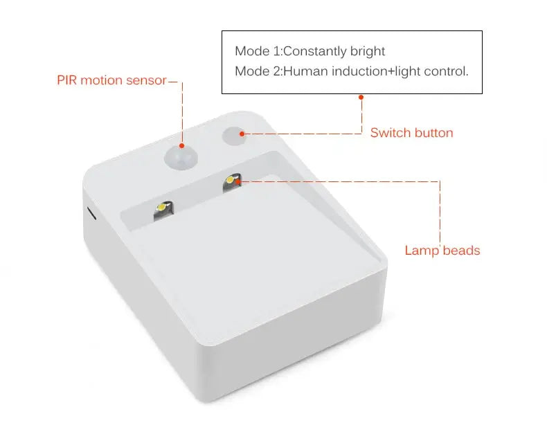 LED Night Light with Wireless Detector, AA Battery Powered Wall Lamp, PIR Motion Sensor, Auto On, Off, Cabinet, Stairs Lighting