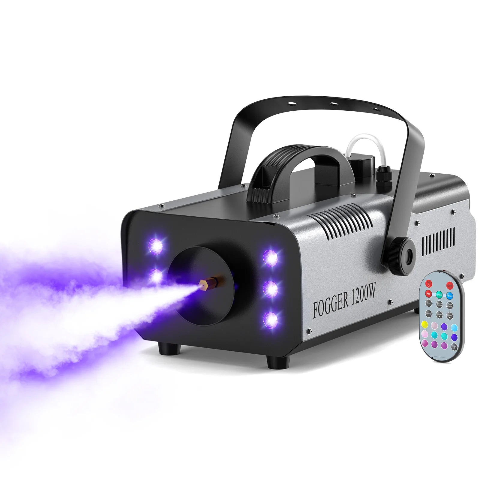 Yiflamefly 1200W Fog Machine with RGB 6LED Light Colorful Haze Smoke Machine Stage Effect Fogger For Party DJ Nightclub Wedding