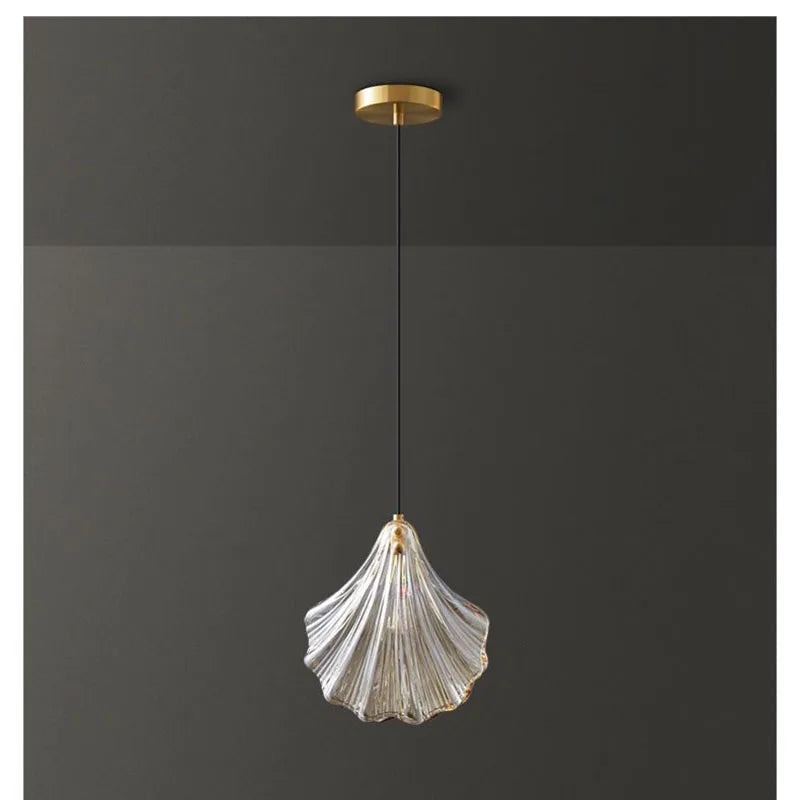 Light Luxury Bedroom Bedside Small Chandelier Window Entrance Bar Lighting Modern Personality Single-head Shell Glass Chandelier