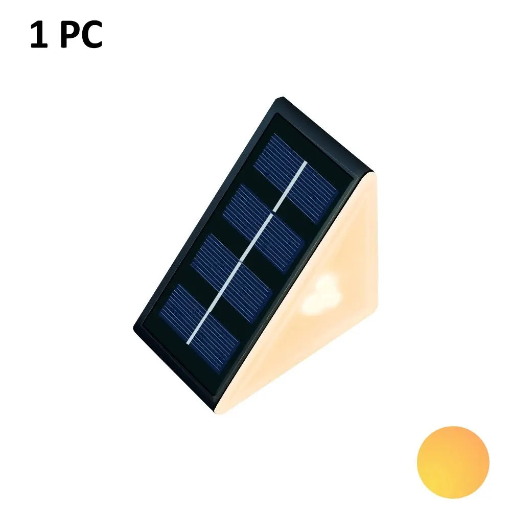 Outdoor Solar Step Lights Warm White RGB Triangle IP67 Waterproof Auto on Decoration Deck Lights for Patio Yard Driveway Porch