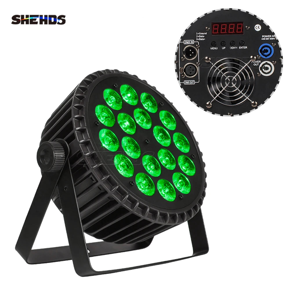 SHEHDS LED 4pcs 18x12W RGBW/18x18W RGBWA+UV Flat Par Lighting Aluminum Alloy DJ Disco Stage Equipment Christmas Decoration