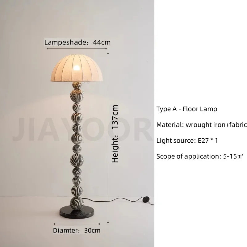 Medieval Zebra Floor Lamp Living Room Sofa Standing Lamp Creative Design Bedroom Decoration Desk Lamp Sphere Ornament Light LED