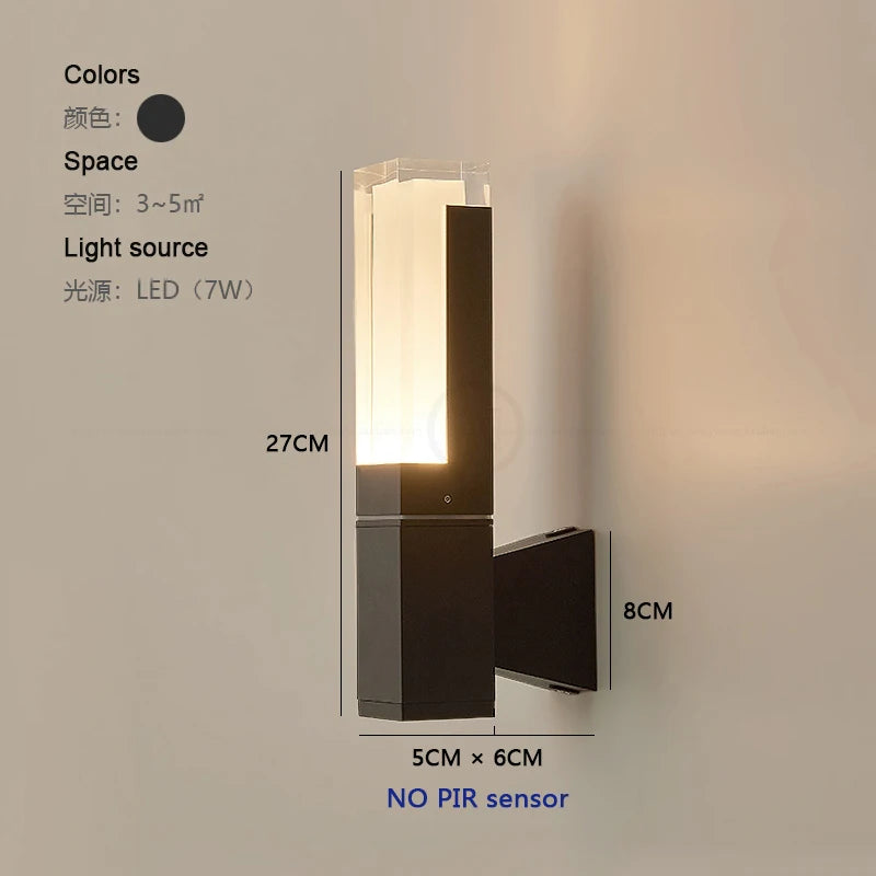PIR Sensor outdoor wall lamp waterproof courtyard lamp modern minimalist corridor staircase lamp villa front door lamp garden