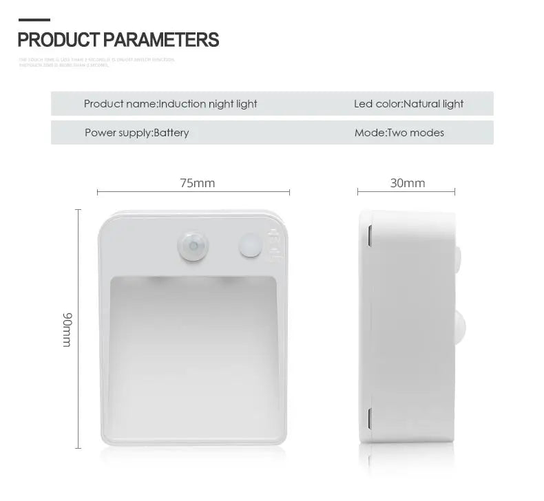 LED Night Light with Wireless Detector, AA Battery Powered Wall Lamp, PIR Motion Sensor, Auto On, Off, Cabinet, Stairs Lighting