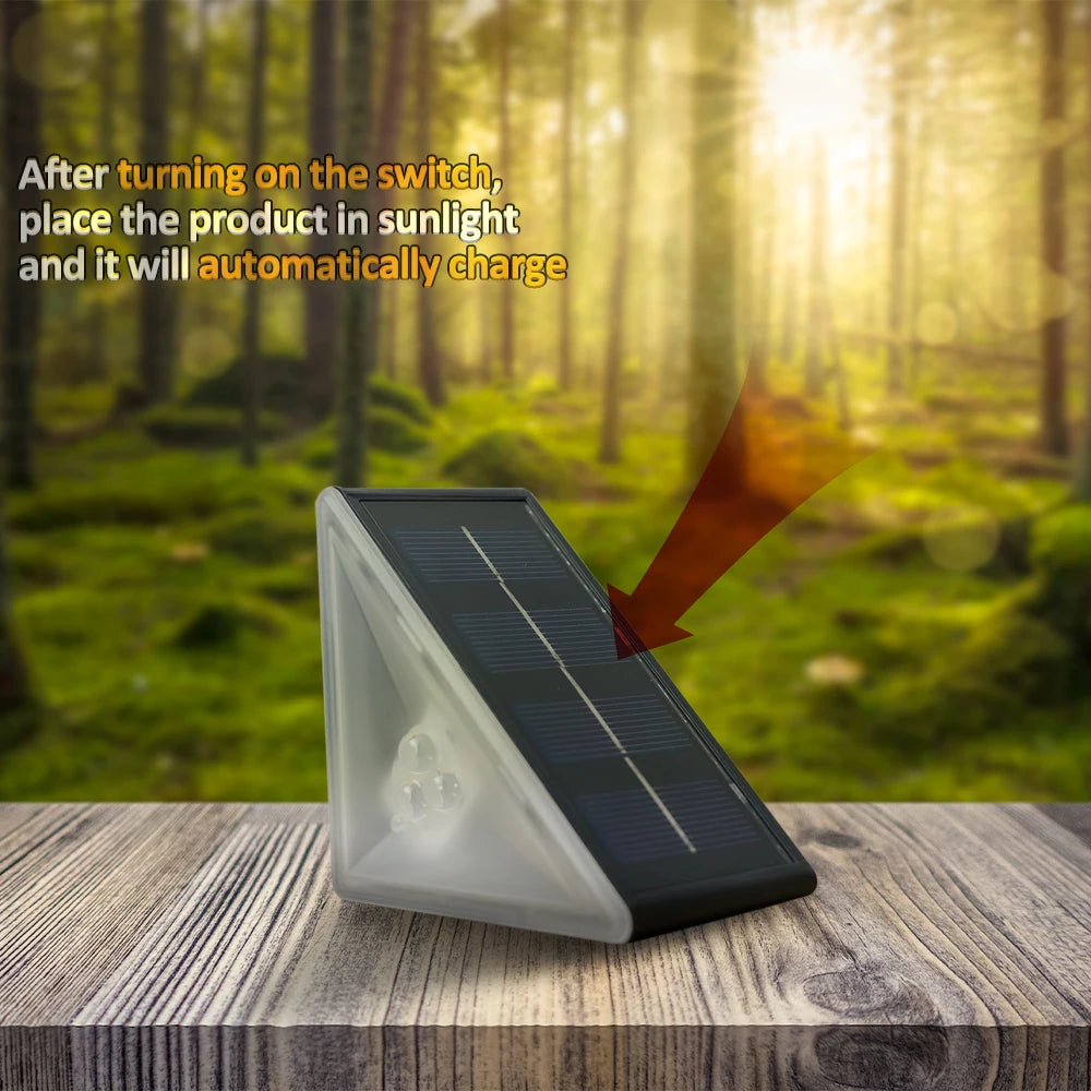 Outdoor Solar Step Lights Warm White RGB Triangle IP67 Waterproof Auto on Decoration Deck Lights for Patio Yard Driveway Porch