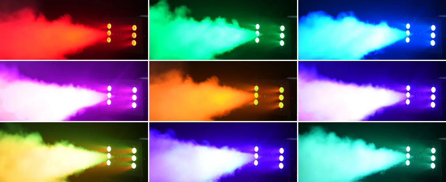 Yiflamefly 2Pcs 1200W Smoke Machine with RGB 6LEDs Lighting for Theater Professional Stage Home Entertainment Halloween Party