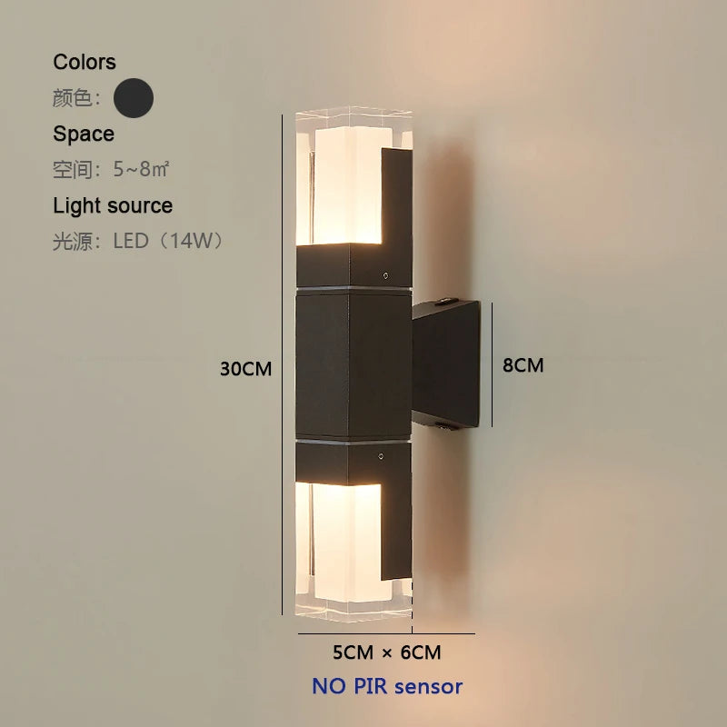 PIR Sensor outdoor wall lamp waterproof courtyard lamp modern minimalist corridor staircase lamp villa front door lamp garden