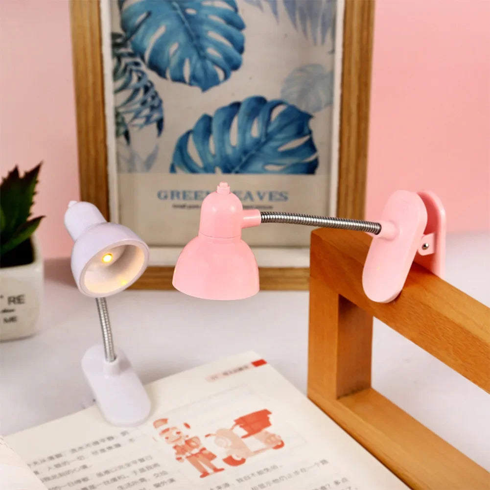 1Pc Cute Mini Lamp to Read Book Eye Protection Rotatable Reading Lamp with Clamp Reading Lights for Books Desk Table Bedroom
