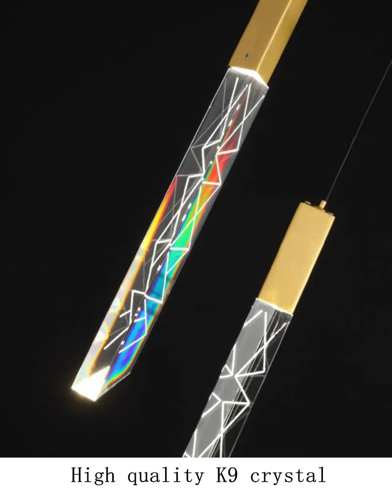 Luxury Led Pendant Lamp Modern Loft K9 Crystal Ceiling Chandelier Gold Duplex Staircase Living Room Decor Hotel Hanging Light