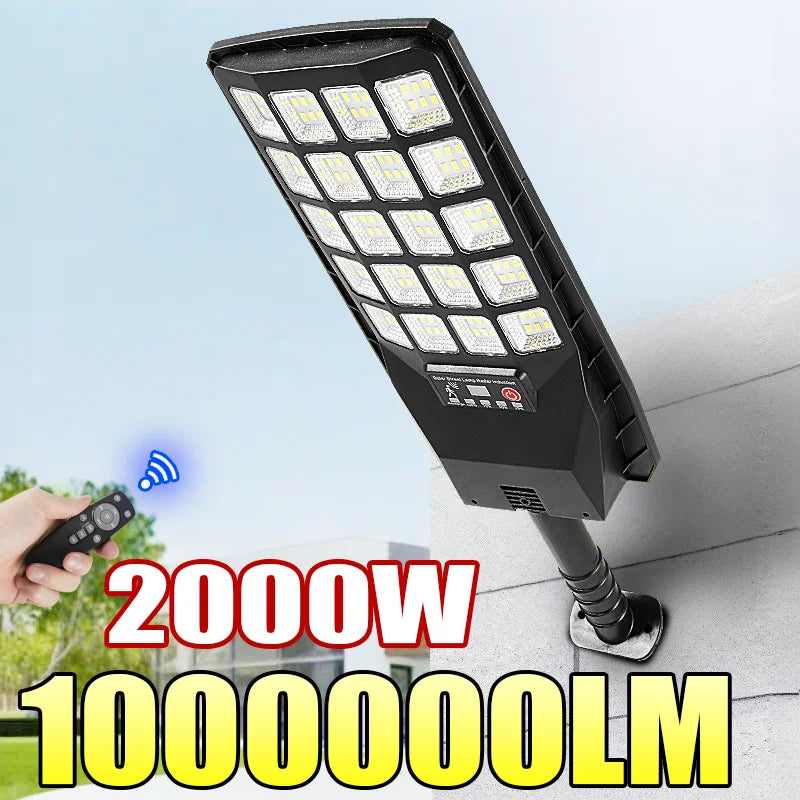 1000000LM Powerful LED Solar Lights 2000W Ultra Bright Motion Sensor Solar Wall Lamp IPX67 Waterproof External Garden Lantern