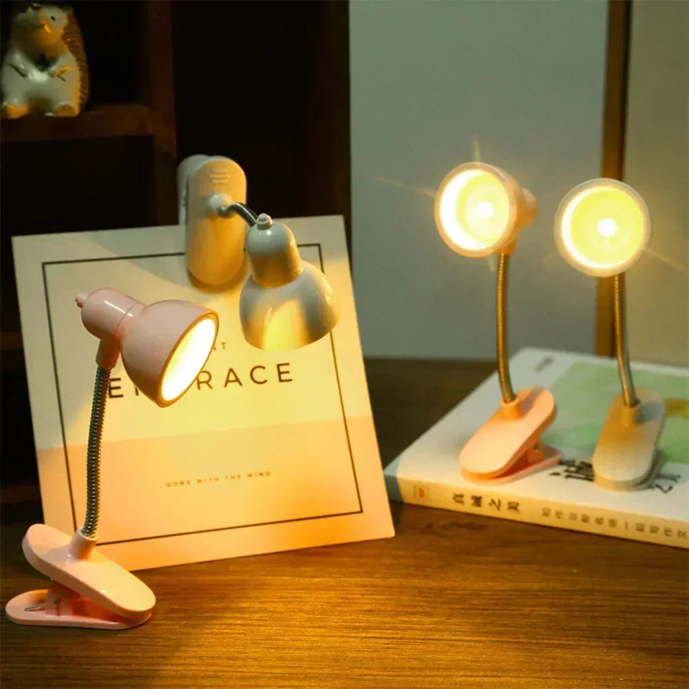 1Pc Cute Mini Lamp to Read Book Eye Protection Rotatable Reading Lamp with Clamp Reading Lights for Books Desk Table Bedroom