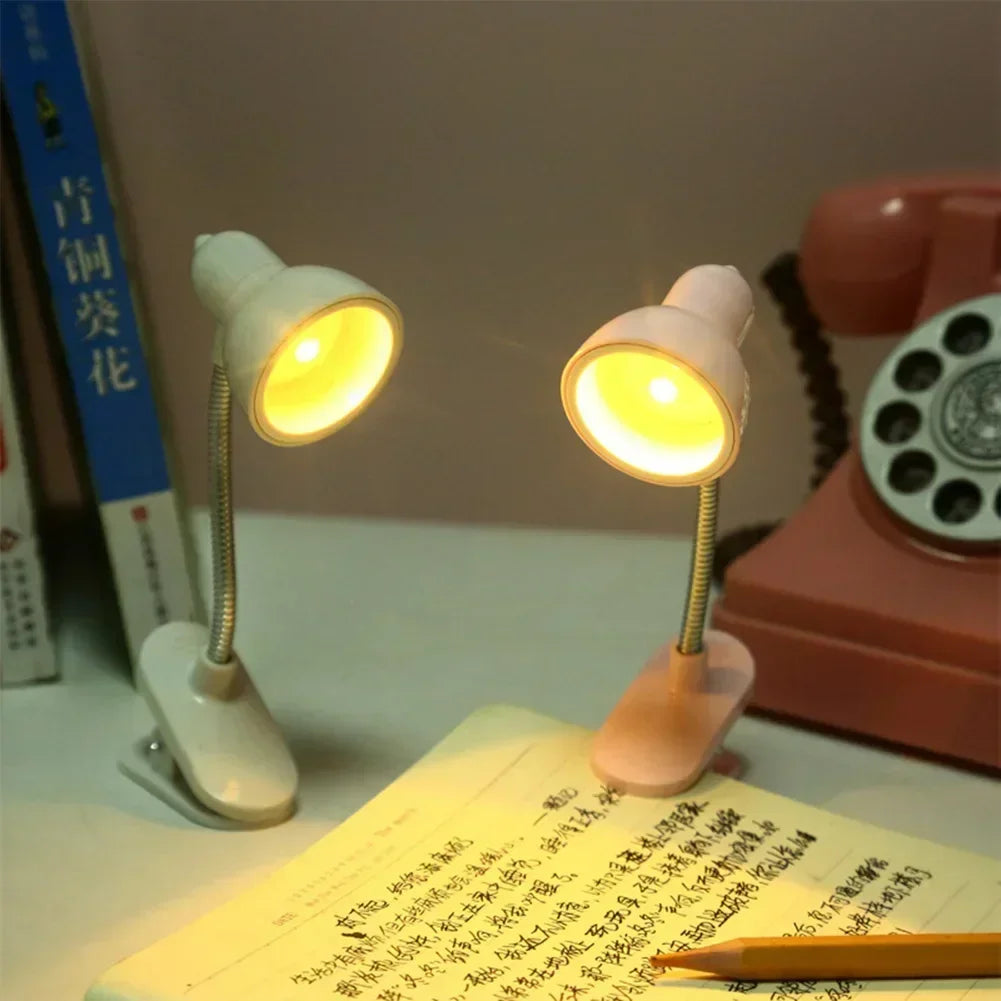 1Pc Cute Mini Lamp to Read Book Eye Protection Rotatable Reading Lamp with Clamp Reading Lights for Books Desk Table Bedroom
