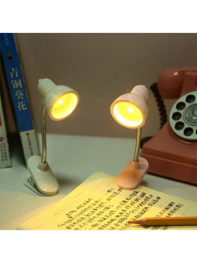 1Pc Cute Mini Lamp to Read Book Eye Protection Rotatable Reading Lamp with Clamp Reading Lights for Books Desk Table Bedroom