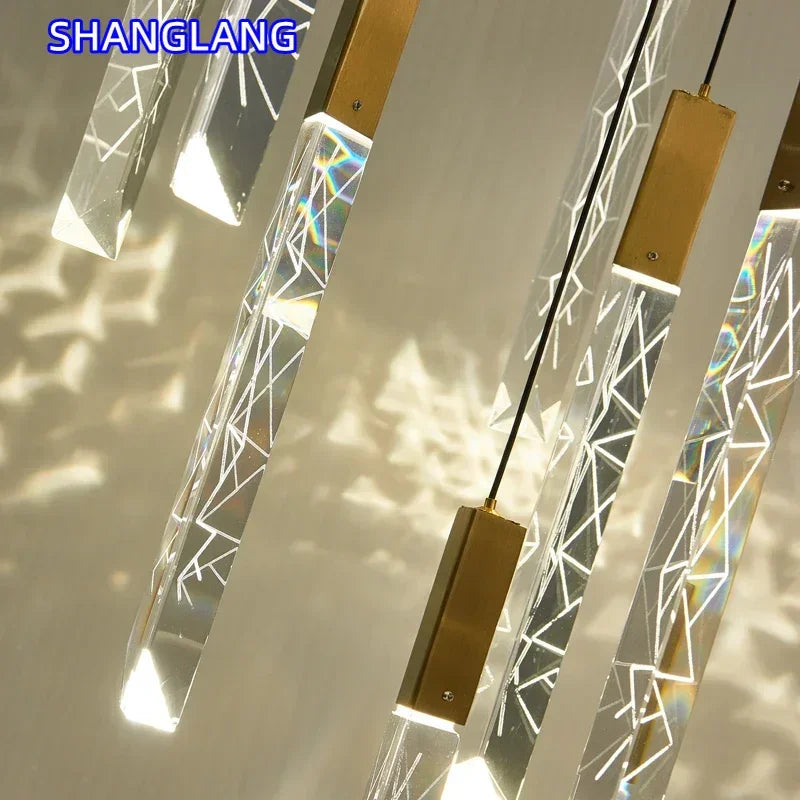 Luxury Led Pendant Lamp Modern Loft K9 Crystal Ceiling Chandelier Gold Duplex Staircase Living Room Decor Hotel Hanging Light