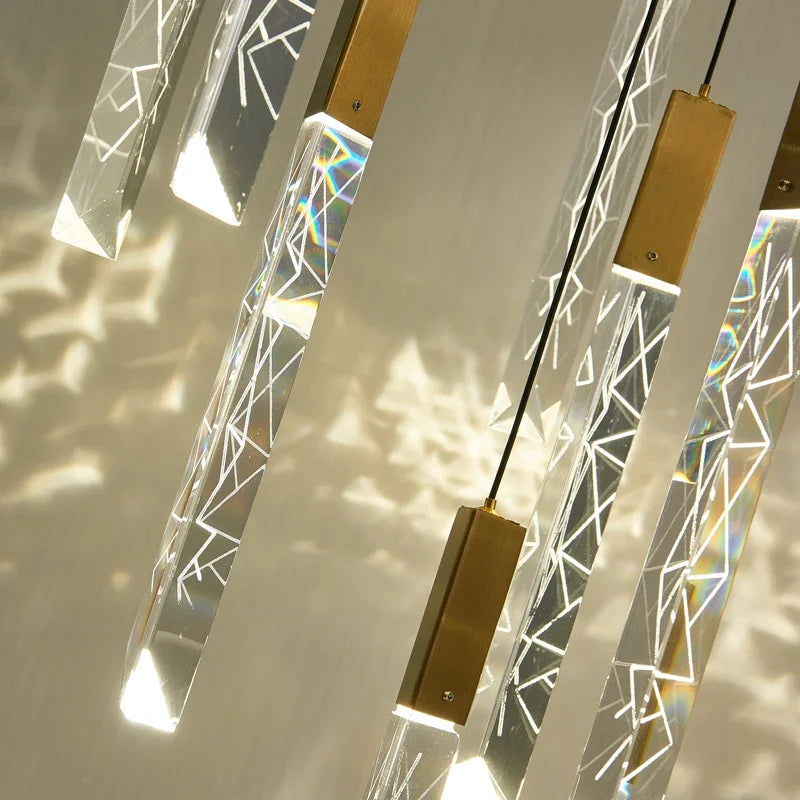 Luxury Led Pendant Lamp Modern Loft K9 Crystal Ceiling Chandelier Gold Duplex Staircase Living Room Decor Hotel Hanging Light