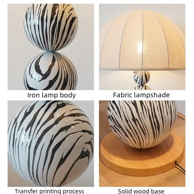 Medieval Zebra Floor Lamp Living Room Sofa Standing Lamp Creative Design Bedroom Decoration Desk Lamp Sphere Ornament Light LED