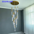 Luxury Led Pendant Lamp Modern Loft K9 Crystal Ceiling Chandelier Gold Duplex Staircase Living Room Decor Hotel Hanging Light