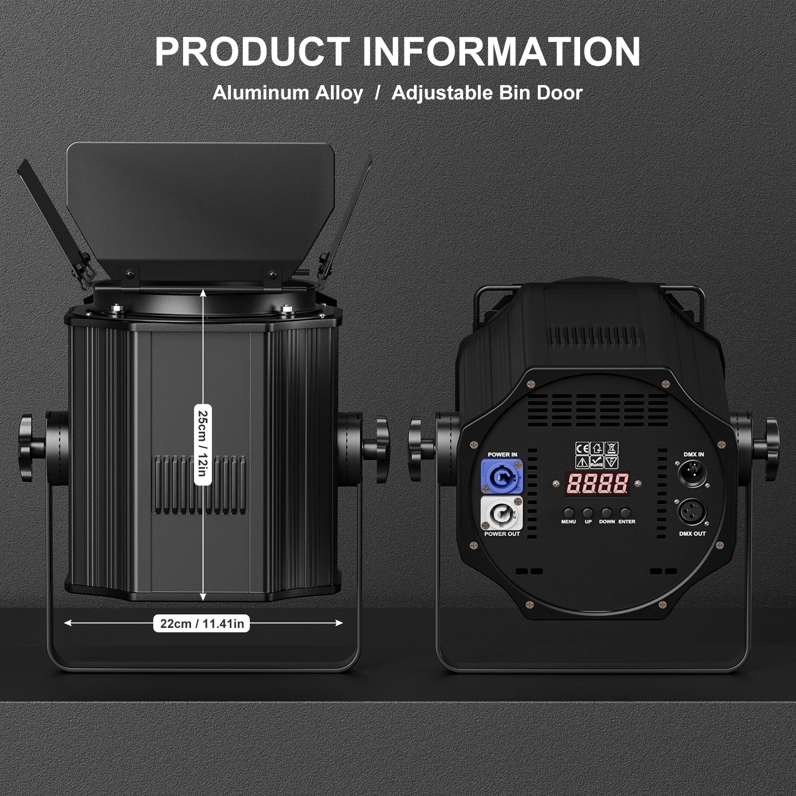 Yiflamefly 200W COB Par Lights Linear Spotlights With Barn Door Warm&Cold White Stage Lights DMX512 DJ Lights For Party Concert
