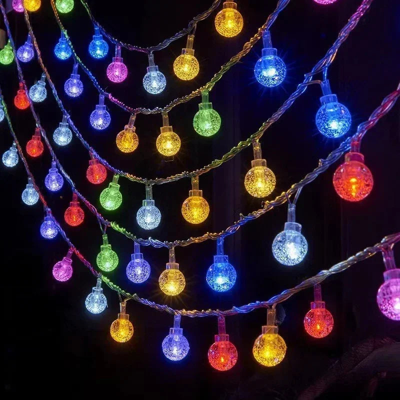 1.5-10m LED Crystal Ball Garland String Lights Indoor Decor Holiday Christmas Lamp 10/20/40/80 LED Fairy Lights Battery Operated