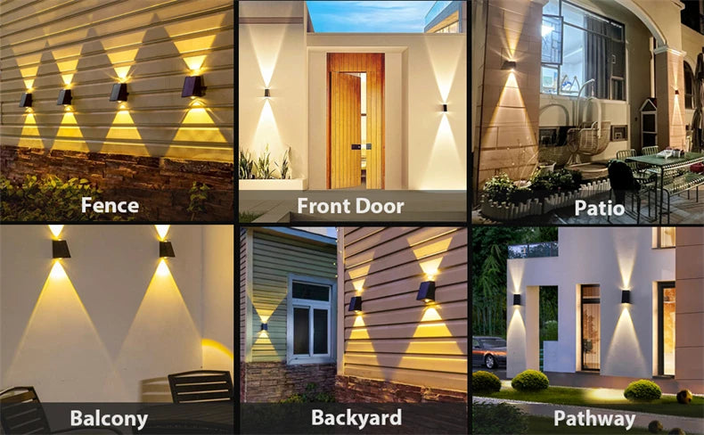 LED Solar Lights Outdoor Solar Powered Wall Lamp Waterproof Outdoor Garden Decorations Sunlight for Street Balcony Villa Lamp