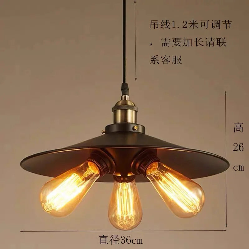 3 Lights IndustrialVintagePendantLampBlack MetalUmbrellaShade HangingCeiling Light ForCafeBarRestaurant KitchenDining Home Decor