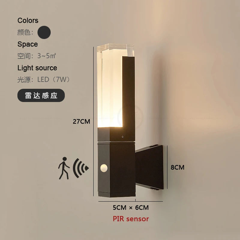 PIR Sensor outdoor wall lamp waterproof courtyard lamp modern minimalist corridor staircase lamp villa front door lamp garden