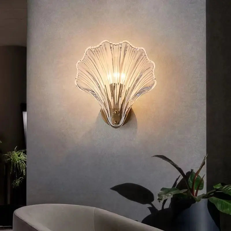 Light Luxury Bedroom Bedside Small Chandelier Window Entrance Bar Lighting Modern Personality Single-head Shell Glass Chandelier