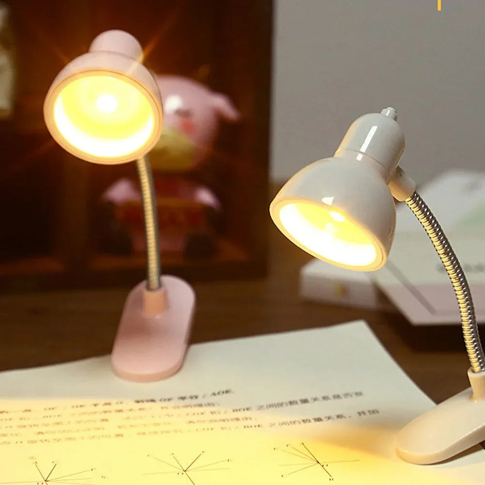 1Pc Cute Mini Lamp to Read Book Eye Protection Rotatable Reading Lamp with Clamp Reading Lights for Books Desk Table Bedroom