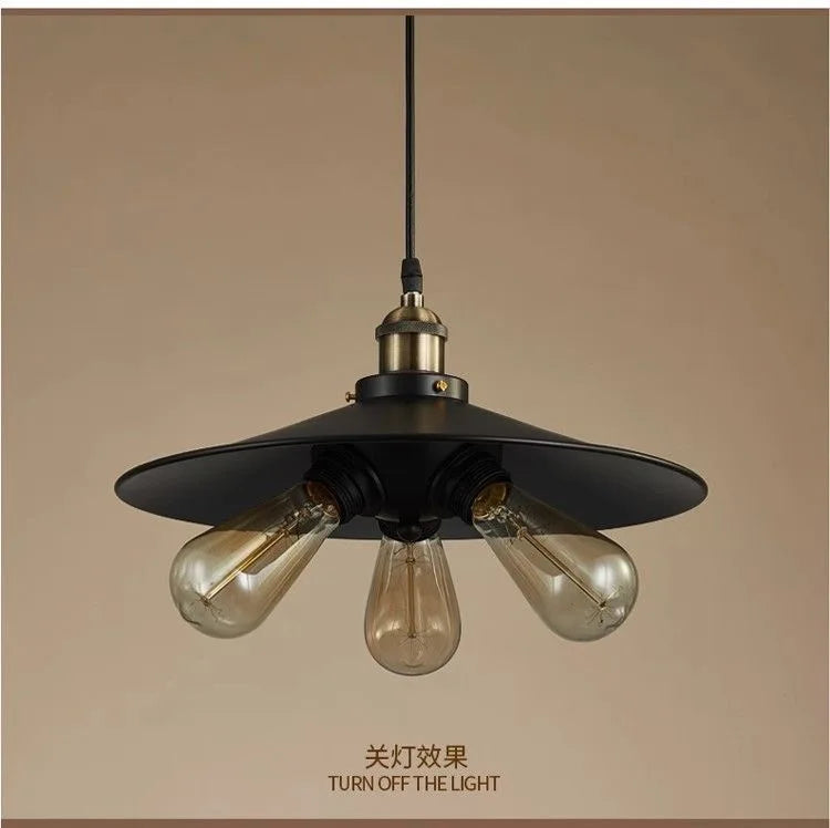 3 Lights IndustrialVintagePendantLampBlack MetalUmbrellaShade HangingCeiling Light ForCafeBarRestaurant KitchenDining Home Decor