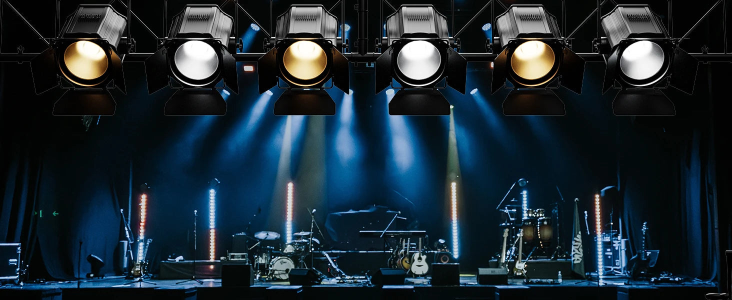 Yiflamefly 200W COB Par Lights Linear Spotlights With Barn Door Warm&Cold White Stage Lights DMX512 DJ Lights For Party Concert