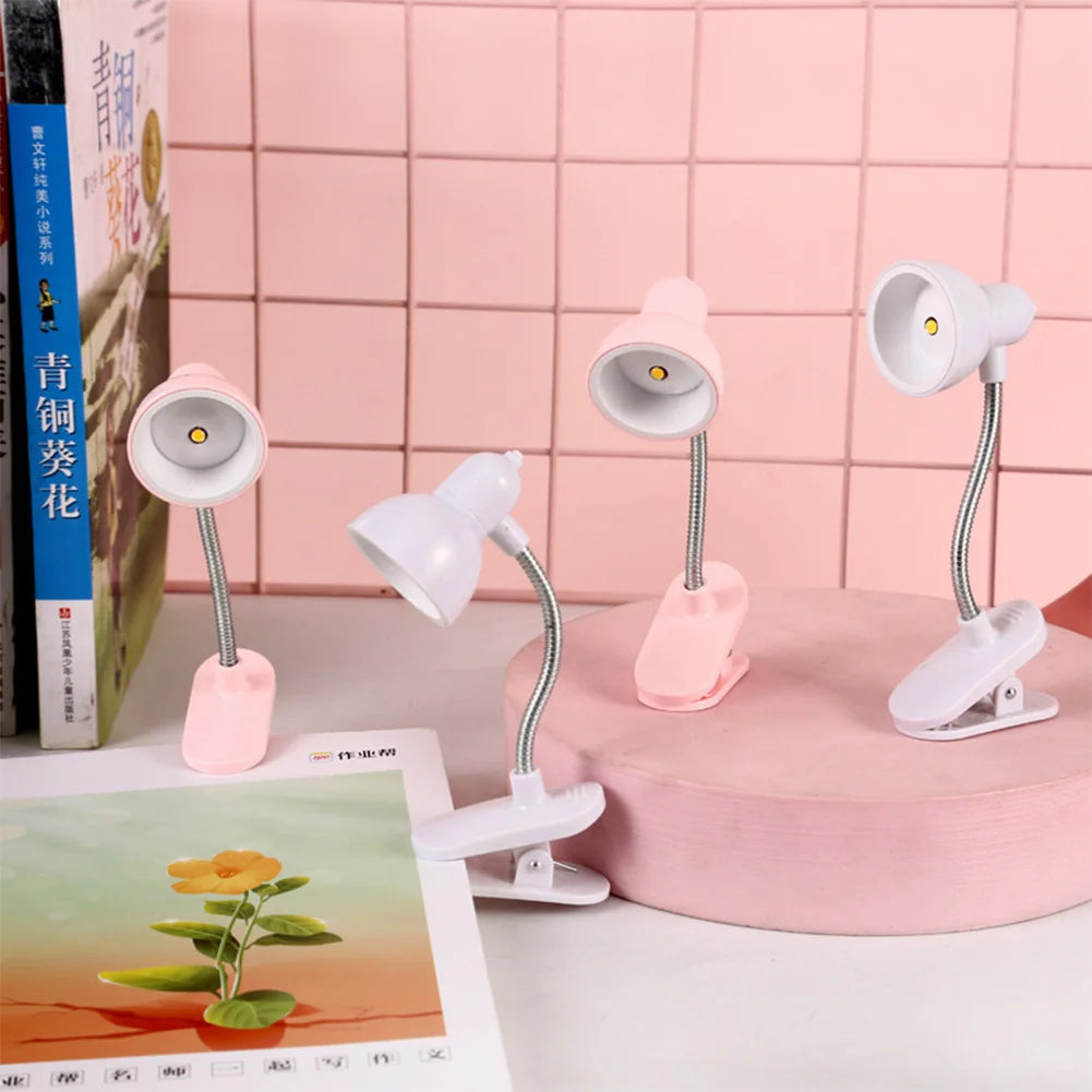 1Pc Cute Mini Lamp to Read Book Eye Protection Rotatable Reading Lamp with Clamp Reading Lights for Books Desk Table Bedroom