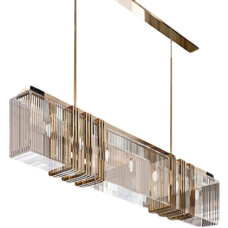 American Modern Luxury Steel Led Pendant Lights Dining Room Gold Lustre Straight Hanging Lamp Deco Indoor Lighting Fixtures Lamp