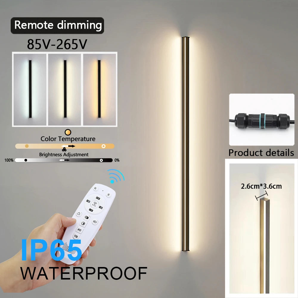 2/1 PCS Outdoor Lighting Waterproof LED Dimming  Remote Control IP65 Waterproof Wall Light  Porch Sconce  85V- 265V 60-200cm
