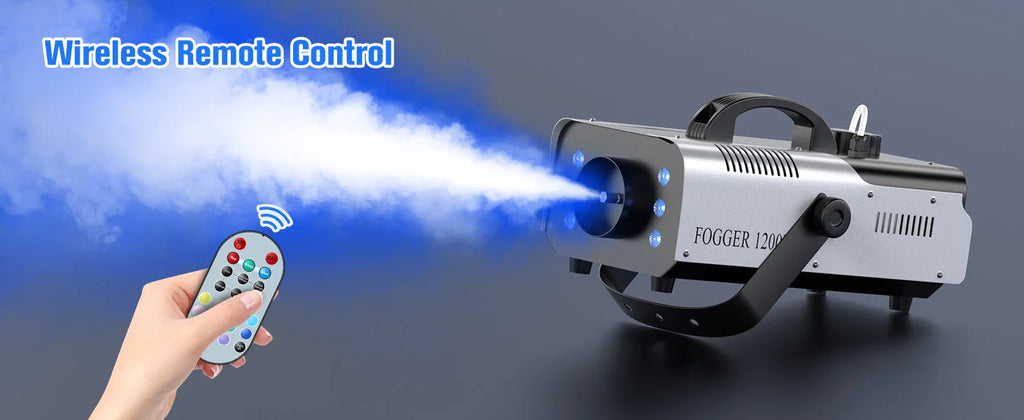 Yiflamefly 2Pcs 1200W Smoke Machine with RGB 6LEDs Lighting for Theater Professional Stage Home Entertainment Halloween Party