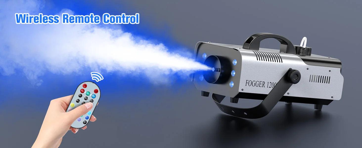 Yiflamefly 2Pcs 1200W Smoke Machine with RGB 6LEDs Lighting for Theater Professional Stage Home Entertainment Halloween Party