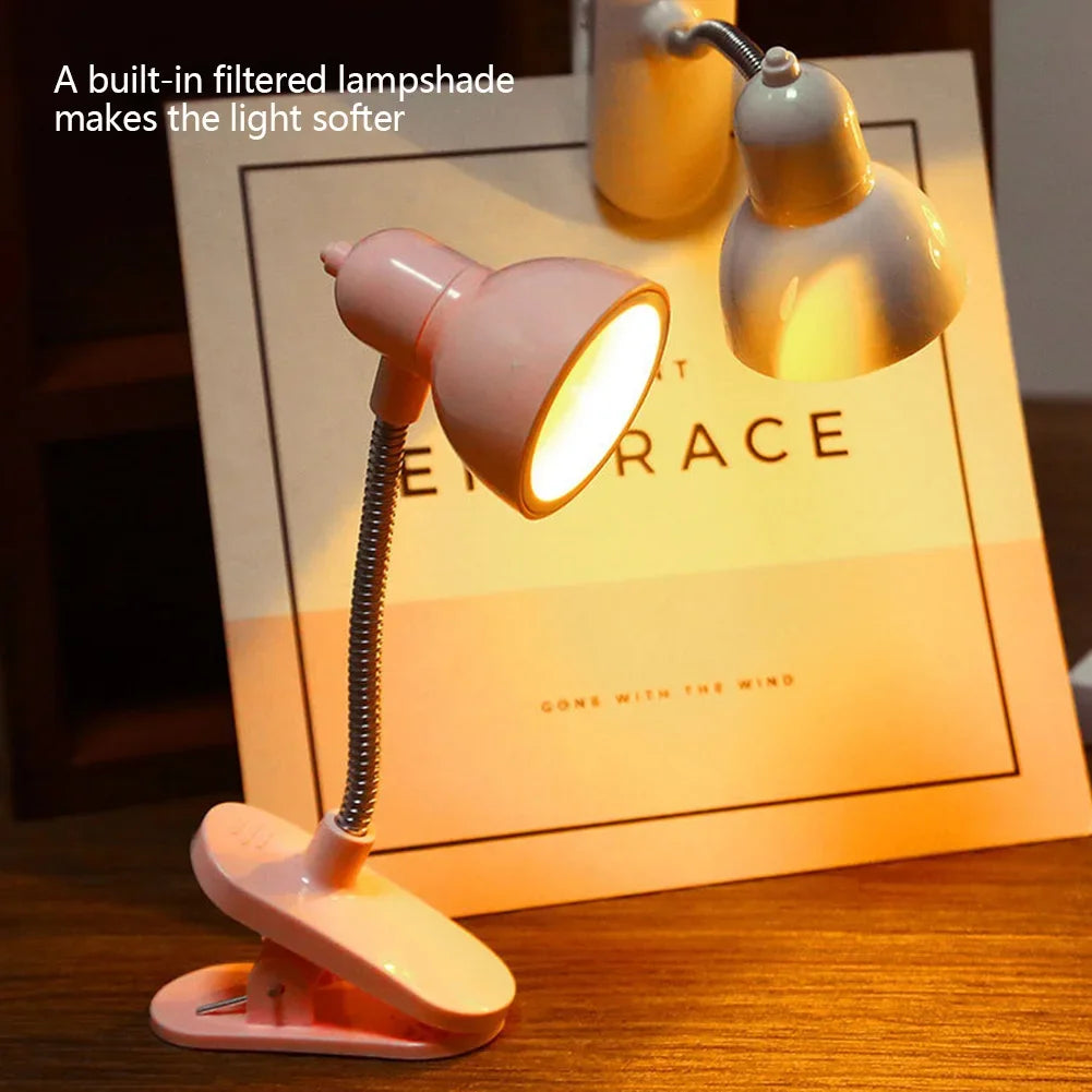 1Pc Cute Mini Lamp to Read Book Eye Protection Rotatable Reading Lamp with Clamp Reading Lights for Books Desk Table Bedroom