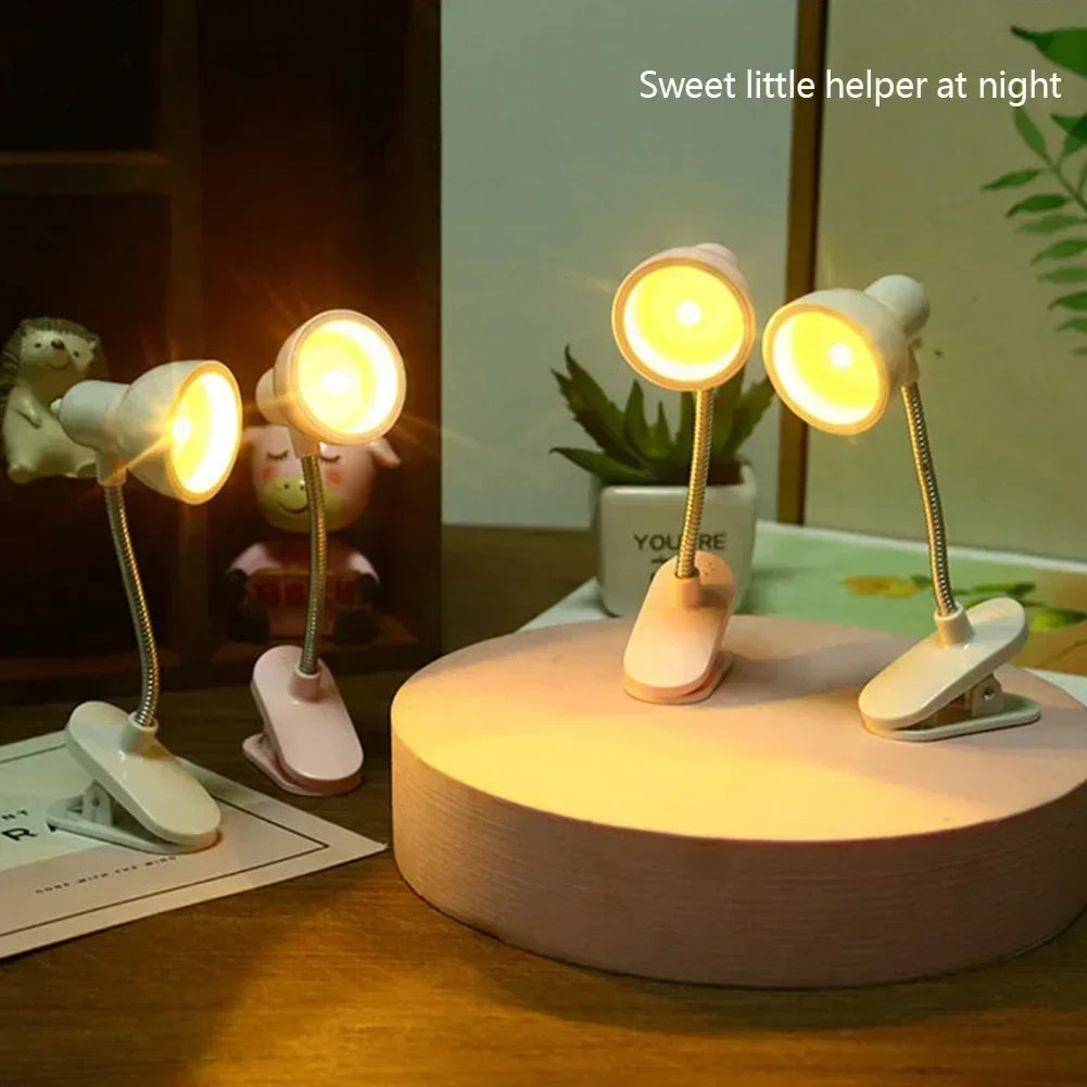 1Pc Cute Mini Lamp to Read Book Eye Protection Rotatable Reading Lamp with Clamp Reading Lights for Books Desk Table Bedroom