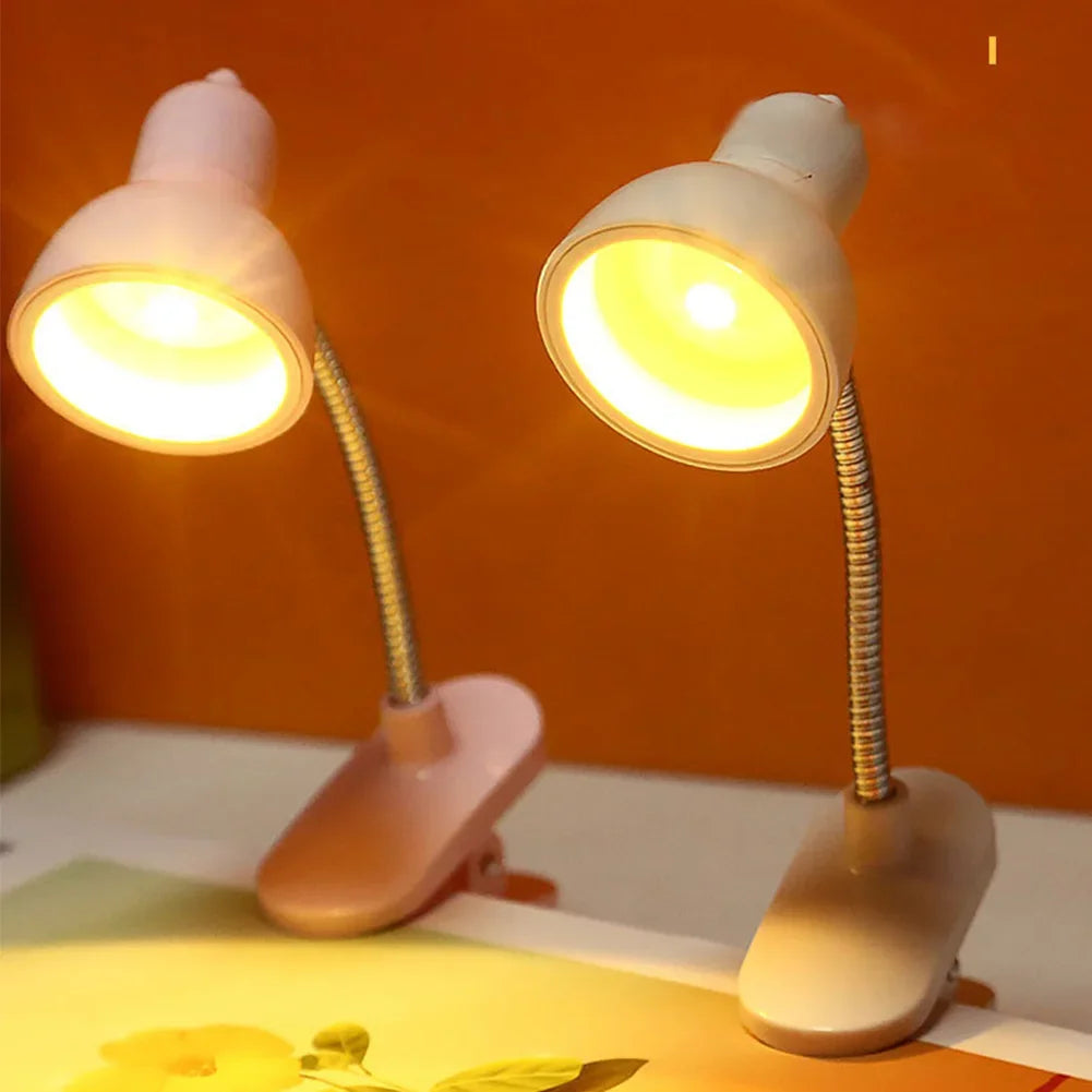 1Pc Cute Mini Lamp to Read Book Eye Protection Rotatable Reading Lamp with Clamp Reading Lights for Books Desk Table Bedroom