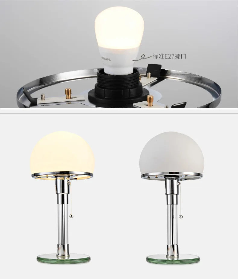 Bauhaus Lamp White Table Lamp Danish Designer Nordic Bedroom Bedside Simple Glass Table Light for Living Room