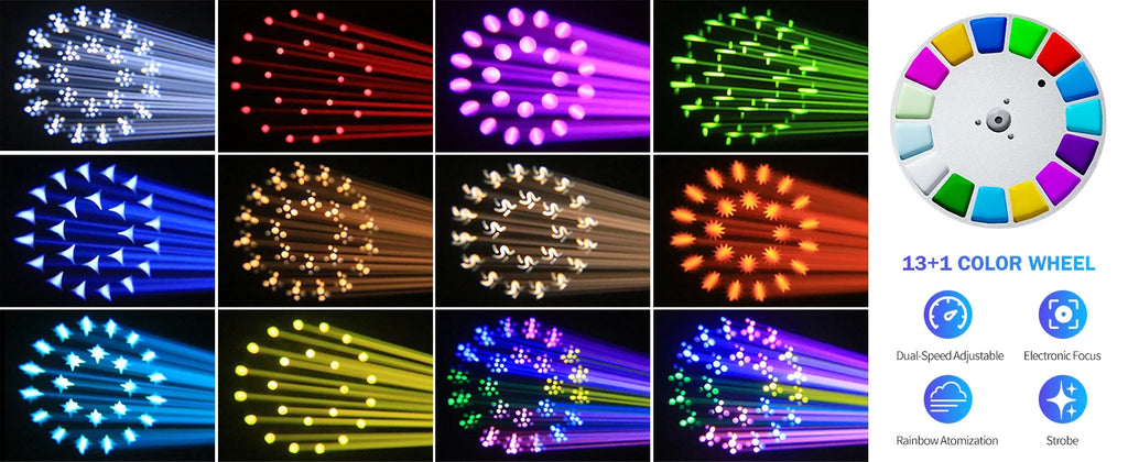 U'King 295W 14R HID Beam Moving Head Light 8/18 Prism Gobo Zoom  Rainbow Effect Stage Light DMX512 DJ Lights For Xmas Party KTV
