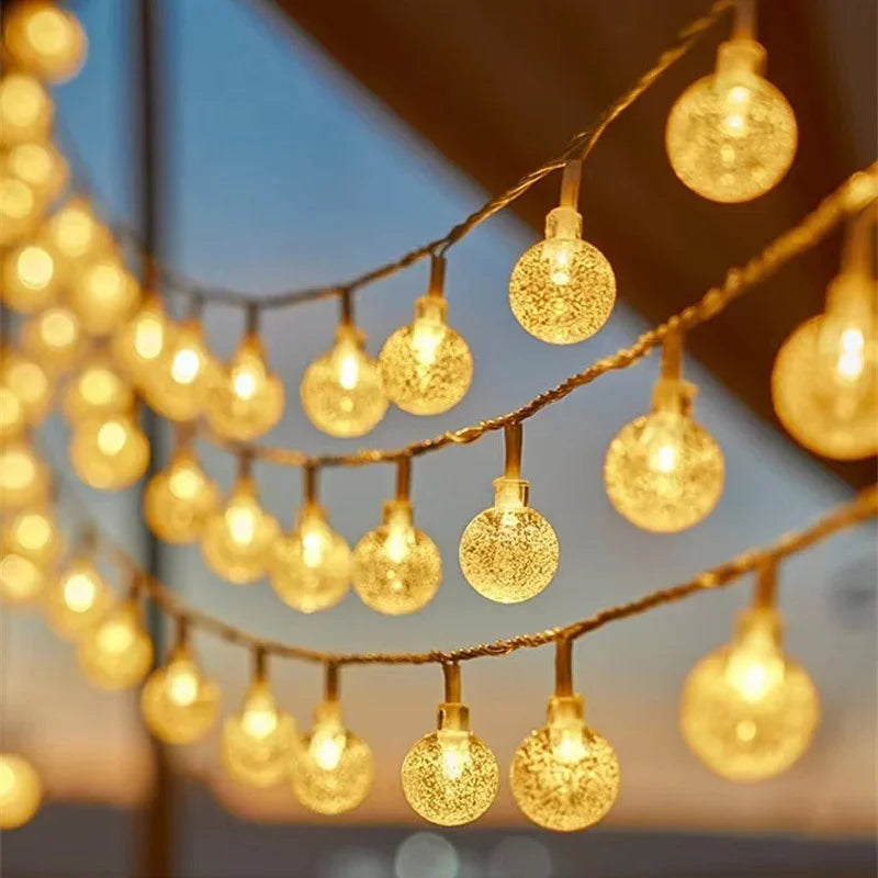 1.5-10m LED Crystal Ball Garland String Lights Indoor Decor Holiday Christmas Lamp 10/20/40/80 LED Fairy Lights Battery Operated