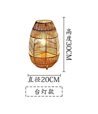 Vinatge Wicker Floor Lamp Retro Hemp Rope Lamp For Living Room Corner Bedroom Teahouse Decor LED Bedside Rattan Standing Lamp