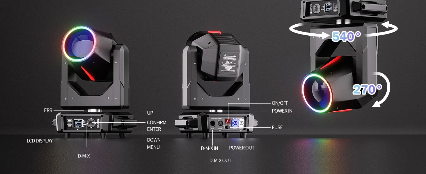U'King 295W 14R HID Beam Moving Head Light 8/18 Prism Gobo Zoom  Rainbow Effect Stage Light DMX512 DJ Lights For Xmas Party KTV