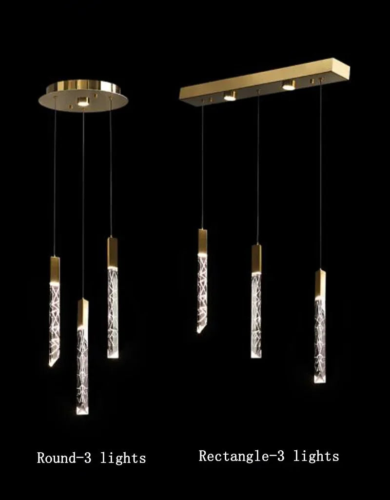 Luxury Led Pendant Lamp Modern Loft K9 Crystal Ceiling Chandelier Gold Duplex Staircase Living Room Decor Hotel Hanging Light