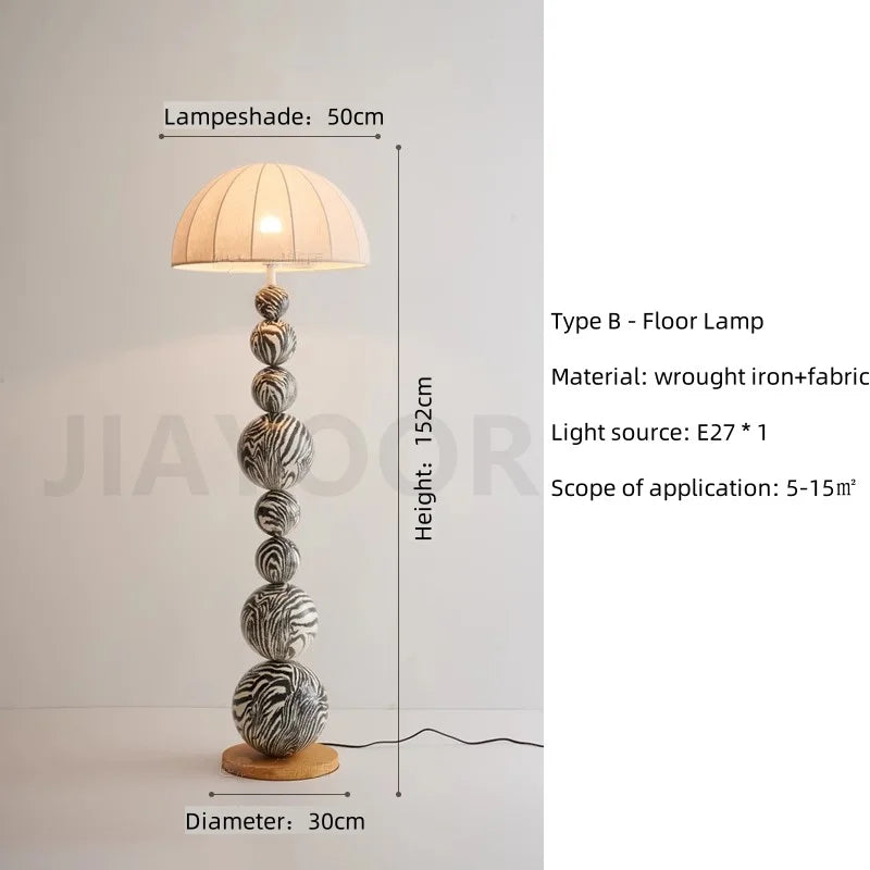 Medieval Zebra Floor Lamp Living Room Sofa Standing Lamp Creative Design Bedroom Decoration Desk Lamp Sphere Ornament Light LED